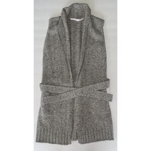 Athleta Wool Blend Sweater Vest Sz XXS Gray Belted Cardigan Sleeveless Collared